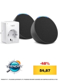 Echo Pop | Antracita, pack de 2 + Tapo P100MA – Matter Mini enchufe inteligente, Compatible con Alexa – Kit de inicio de Hogar digital